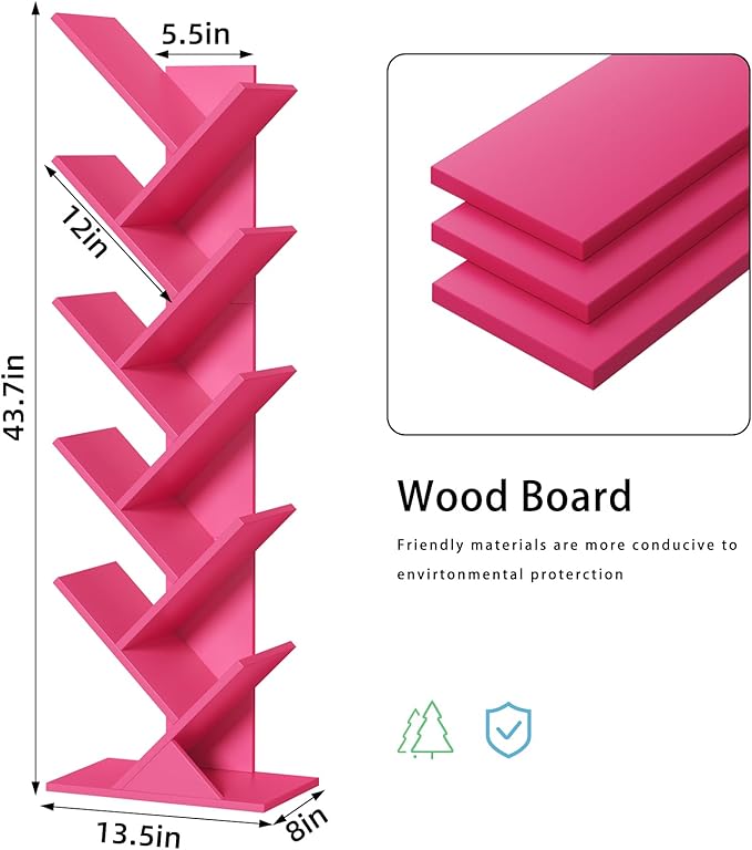 10 Tier Tree Book Shelf, Floor Standing Wood Bookshelf - Image 3