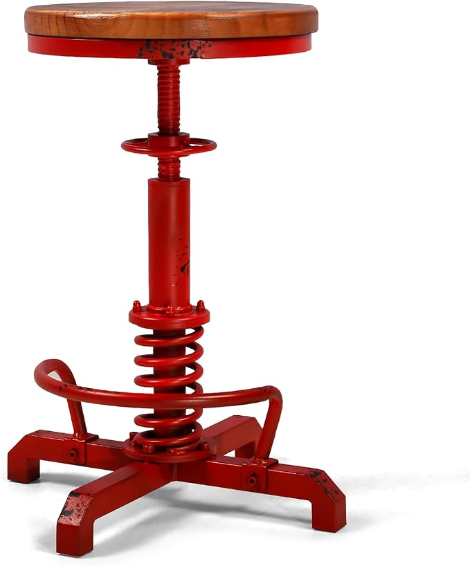 LOKKHAN American Antique Steampunk Bar Stool 24.41"-28.35" Vintage Industrial - Image 3