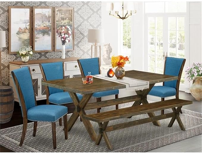 East West Furniture X777VE721-6 6 Piece Dining Set Contains a Rectangle Dining - Image 2