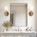 ANDY STAR Gold Bathroom Mirror, Rounded Rectangle Mirror by ANDYSTAR