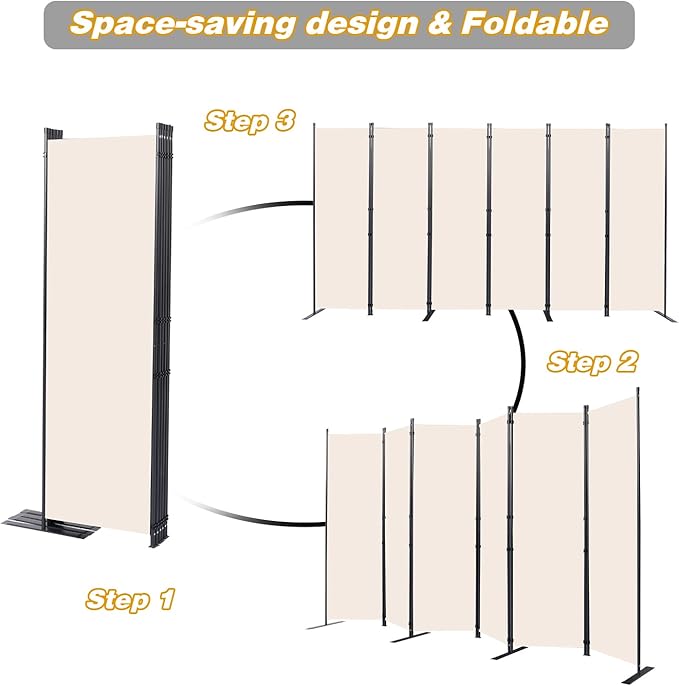 Room Divider, 6 Panel Folding Privacy Screens - Image 5