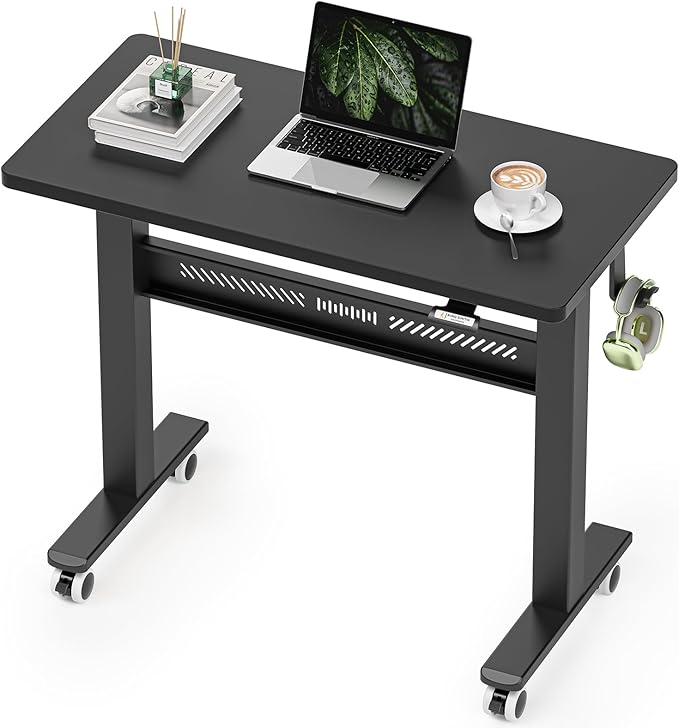 Mobile Walking Pad Desk with Wheels, Pneumatic Small Rolling Standing Desk - Image 9