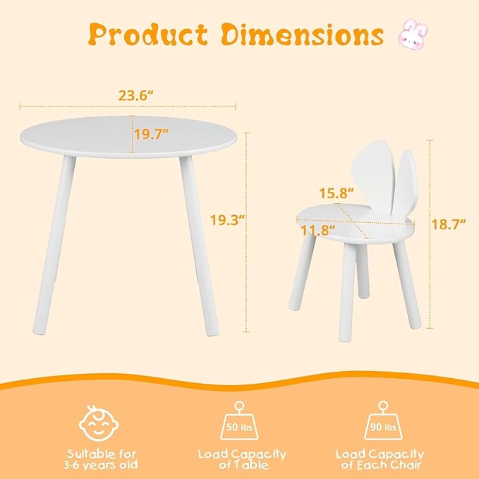 VECELO Kids Table and Chair Set, Wooden Oval Toddler Table - Image 2