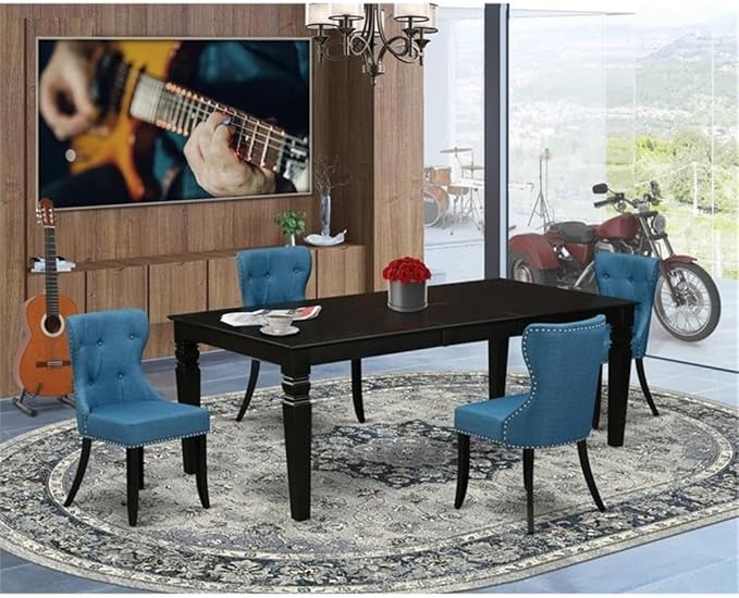 East West Furniture LGSI5-BLK-21 5 Piece Dining Set Includes a Rectangle Dining - Image 2