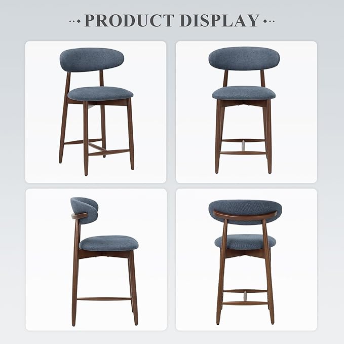Upholstered Counter Height Bar Stools Set of 2, Modern Kitchen Island Barstools - Image 7