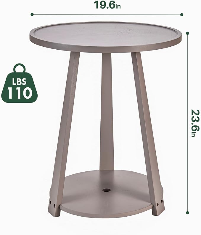 Round Solid Wood Side Table - Image 2
