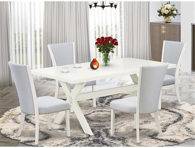 East West Furniture X027VE005-5 5 Piece Dining Room Table Set Includes a - Image 2