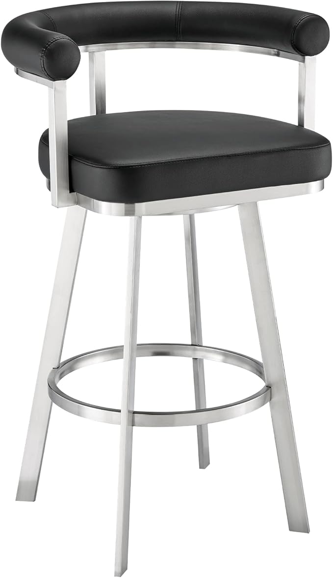 Armen Living Magnolia Swivel Bar Stool in Brushed Stainless Steel by ArmenLiving