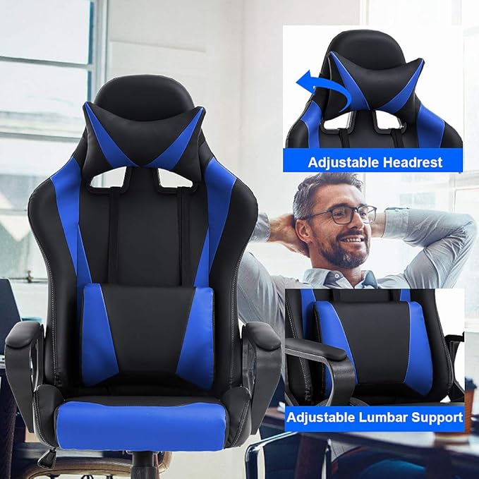 BestOffice High-Back Gaming Chair PC Office Chair Computer Racing Chair PU Desk - Image 5