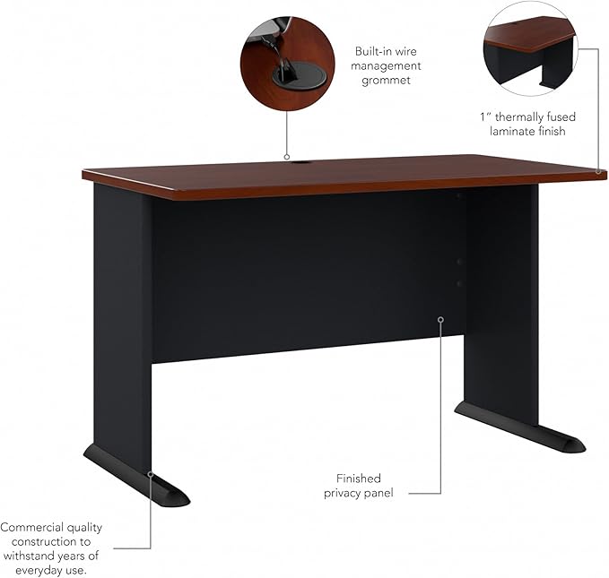 Bush Business Furniture Series A 48W Computer Desk in Hansen Cherry and Galaxy - Image 8