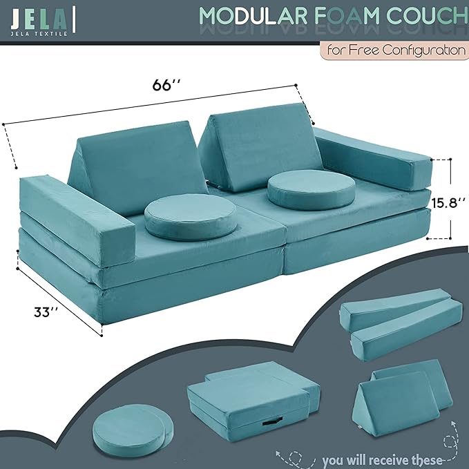 jela Kids Play Couch Extended Size 10PCS - Image 2
