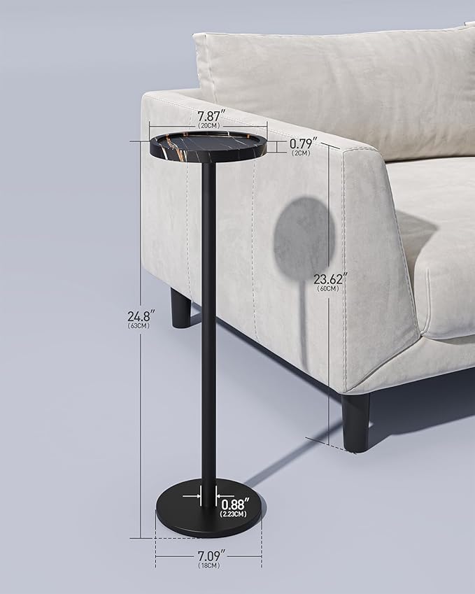 Drink Table, Small Pedestal Side Table, Round Cocktail Table, Circle End Table - Image 3