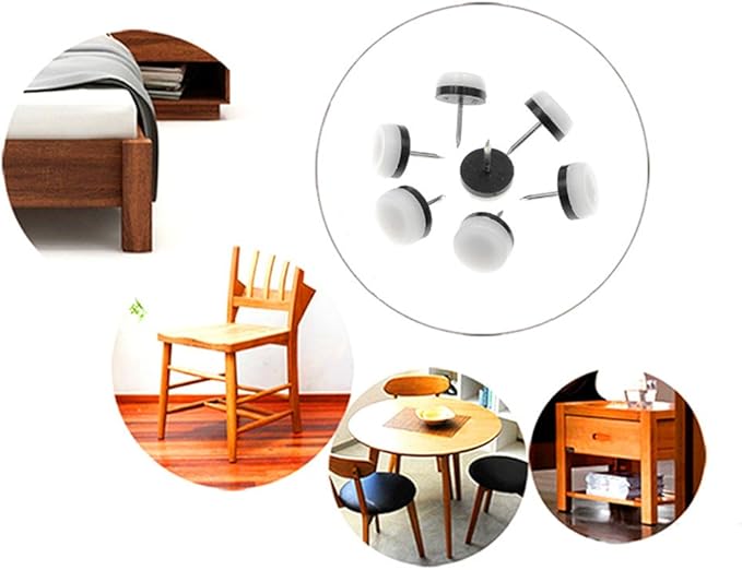 ALIMITOPIA 40pcs Furniture Glide Nail-in Thickened Nylon Chair Glide Slider - Image 7