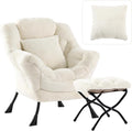 Large Lazy Chair with Ottoman, Accent Reading Chair with a Throw Pillow by HomeEastllyHome