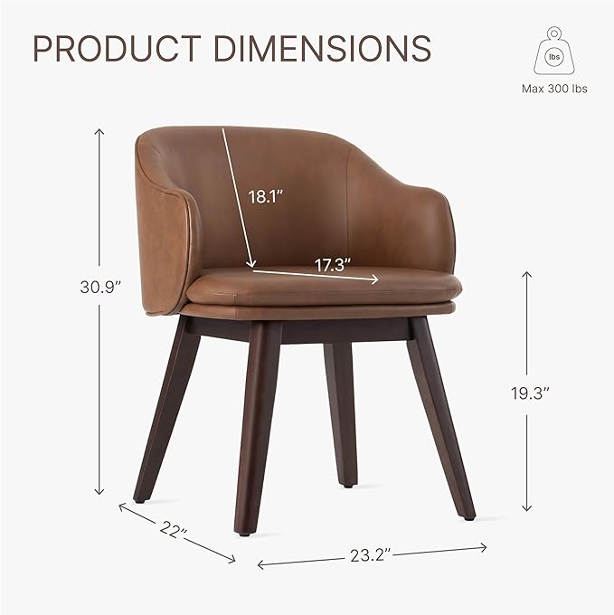 Wooden Dining Chairs Set of 2, Faux Leather Upholstered Modern Dining Room - Image 2