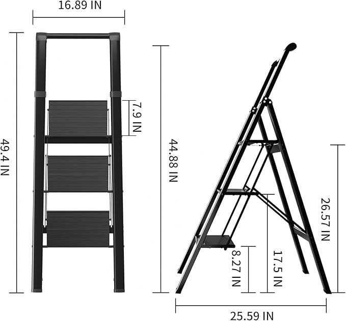 3 Step Ladder, Folding Step Stool - Image 6