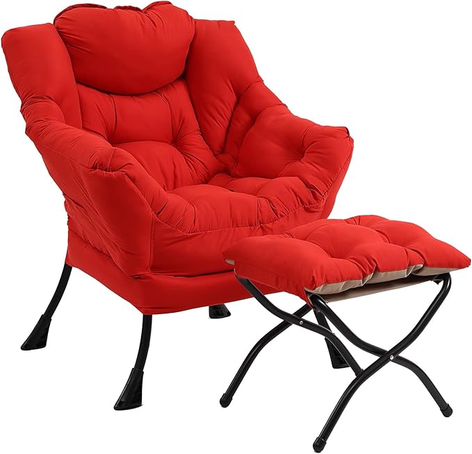 Modern Lazy Chair with Folding Footrest, Lounge Accent & Comfortable Reading - Image 8