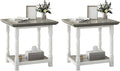 DWVO Farmhouse Square Coffee Table Set of 2, Antique Accent Side Table by DWVO