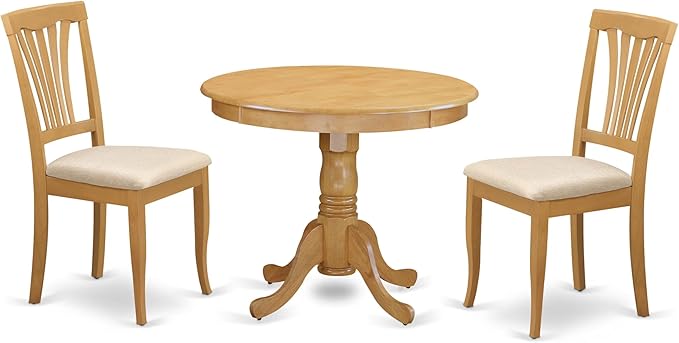 East West Furniture ANAV3-OAK-C 3 Piece Dining Room Table Set Contains a Round by EastWestFurniture