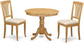 East West Furniture ANAV3-OAK-C 3 Piece Dining Room Table Set Contains a Round by EastWestFurniture
