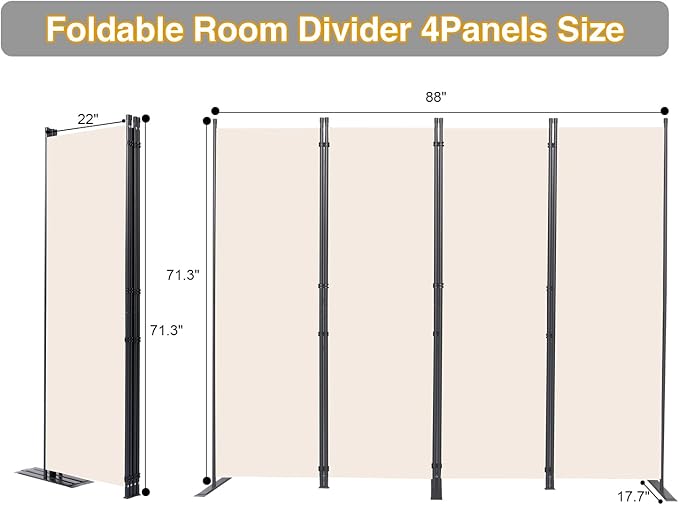 Room Divider, 4 Panel Folding Privacy Screens - Image 2