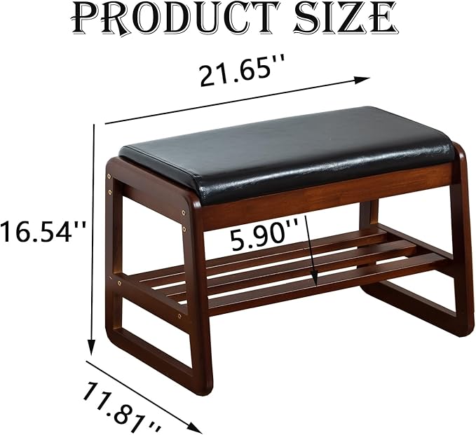 latifolia Solid Wood Bench, Entryway Shoe Bench - Image 3