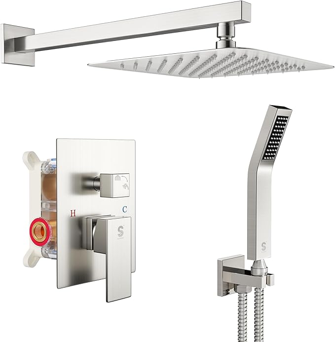 SR SUN RISE Shower Faucet Set Bathroom Square Rain Shower Head by SRSUNRISE