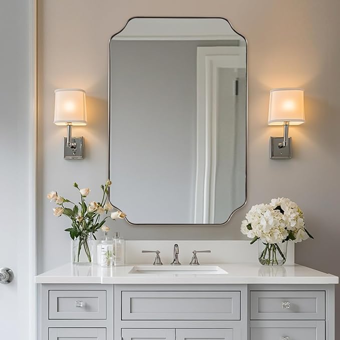 ANDY STAR Chrome Bathroom Mirror, 24x36 Inch Polished Chrome Rectangle Mirror by ANDYSTAR