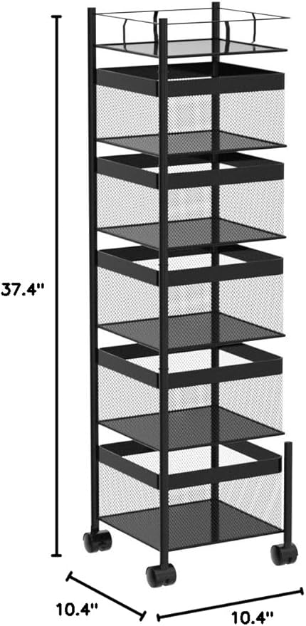 Fruit and Vegetable Basket for Kitchen No Assembly， Rotating Storage Rack - Image 3