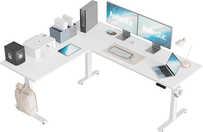 Agilestic Triple Motors 73" x 60" L Shaped Standing Desk, Electric Standing by Agilestic