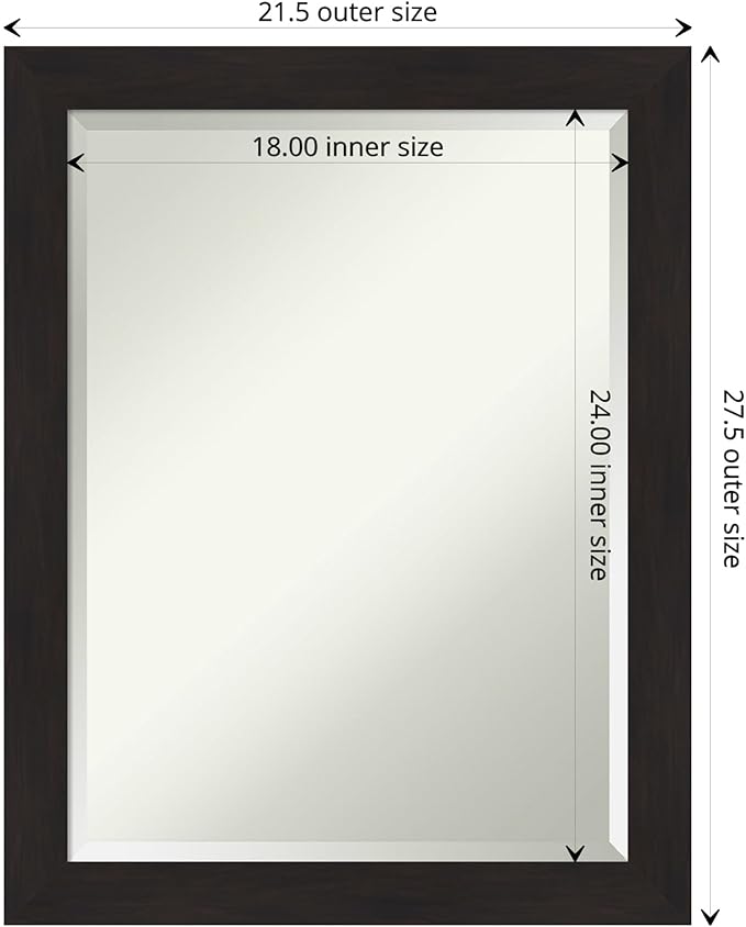 Amanti Art Brown Wall Mirror 28x22 Furniture Espresso Narrow Rectangle Bathroom - Image 4