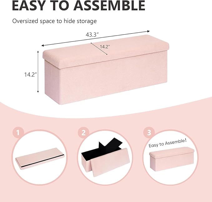 43 Inches Storage Ottoman Bench - Image 3