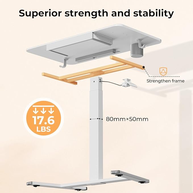 Mobile Standing Desk with Drawer, Rolling Laptop Desk on Wheels, Height - Image 7