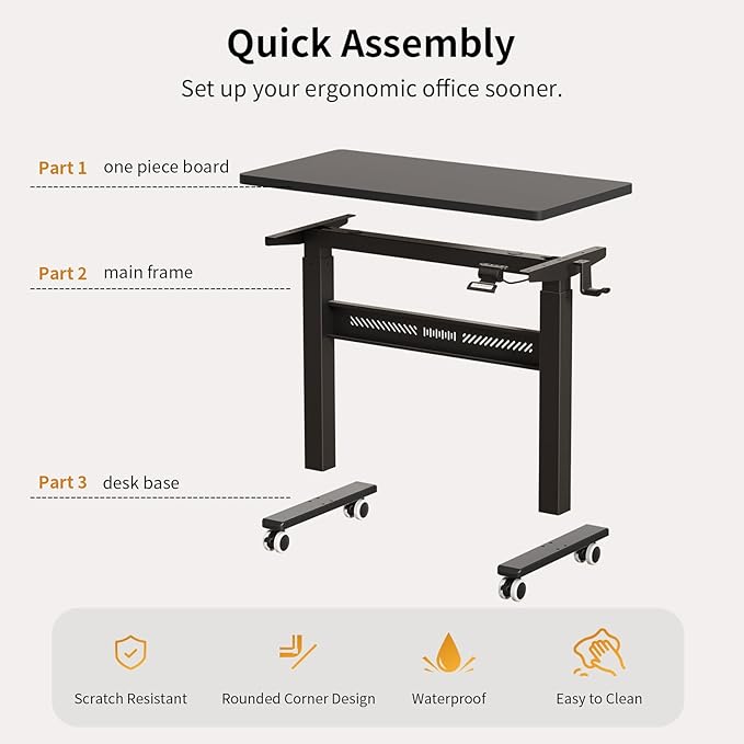 Mobile Walking Pad Desk with Wheels, Pneumatic Small Rolling Standing Desk - Image 4