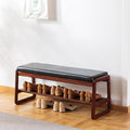 Solid Wood Shoe Bench, 2-Tier Wooden Entryway Bench, Modern Shoe Rack by SOBIBO