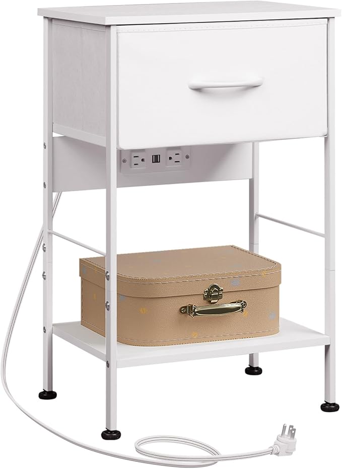 WLIVE Nightstand with Charging Station, Bed Side Table by WLIVE