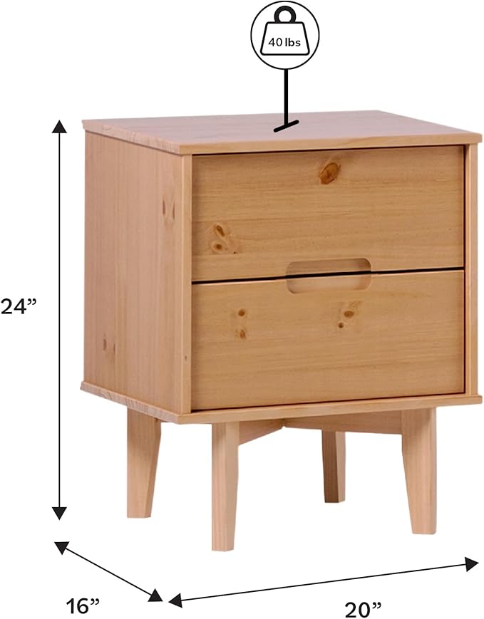 Brynn Modern Solid Wood Groove Handle Nightstand 24 Inch Natural Pine - Image 3