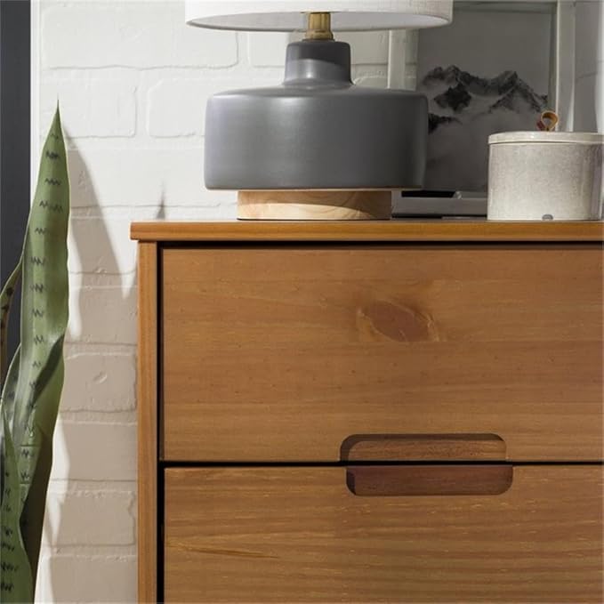 Walker Edison Mid Century Modern Grooved Handle Wood Nightstand Side Table - Image 7