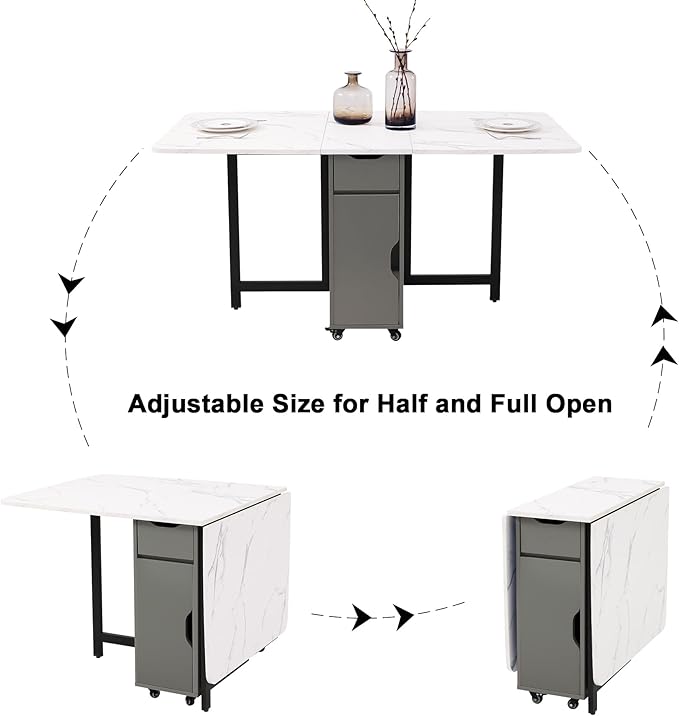 Foldable Space Saving Dining Table Extendable, Folding Dining Table - Image 6
