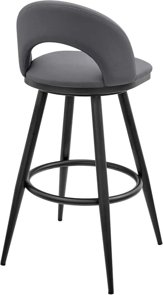 Armen Living Charlotte Swivel Bar Stool in Black Metal - Image 6