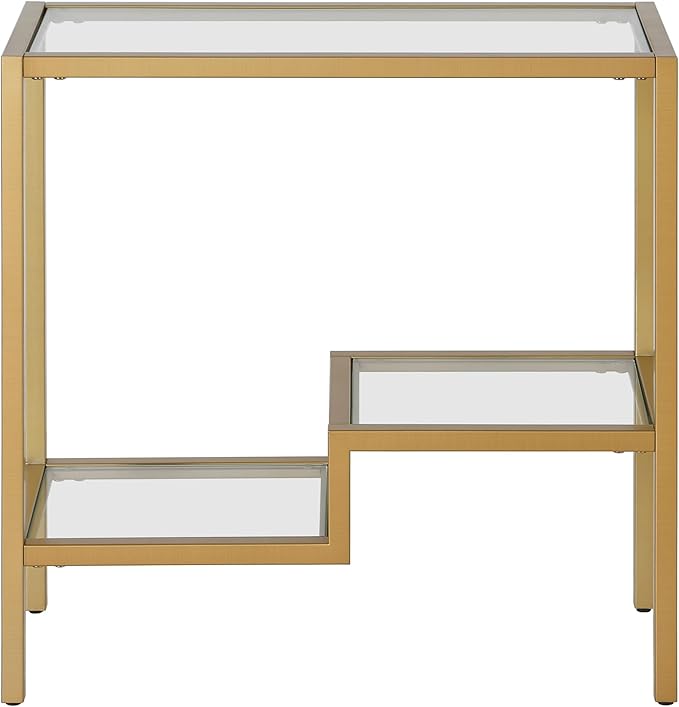 Henn&Hart 24" Wide Rectangular Side Table in Brass, Table - Image 4