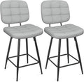 Bar Stools Set of 2, 24 Inch Upholstered Metal Barstool by ERGOSEAT