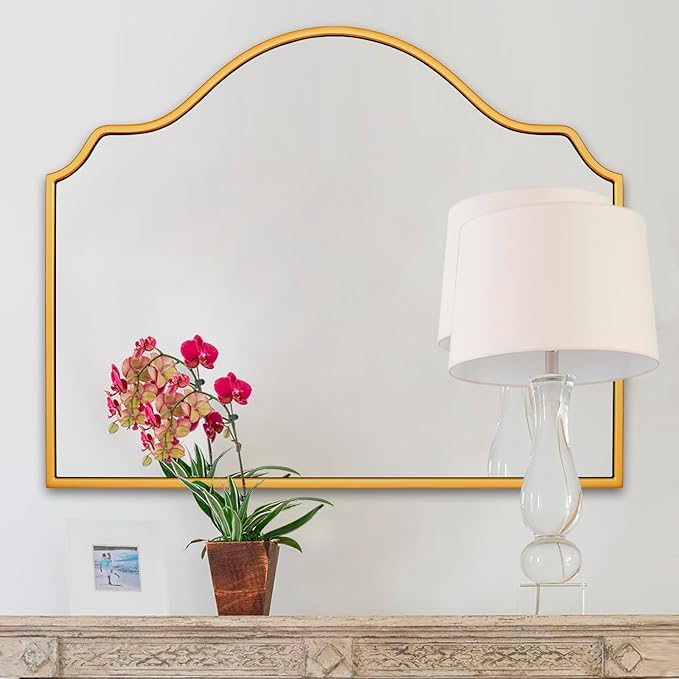 Chende Gold Arched Mirror, Large Wall Mirror - Image 5