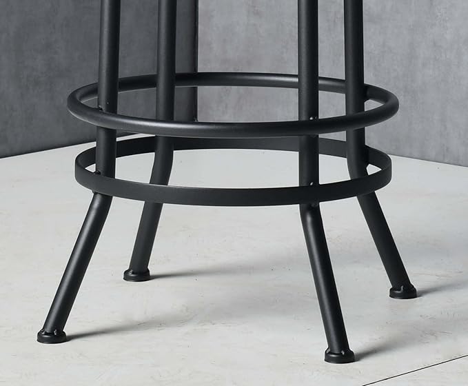 Diwhy Industrial Bar Stool-26-32 Inch Adjustable Swivel Metal Wood Seat Stool - Image 9