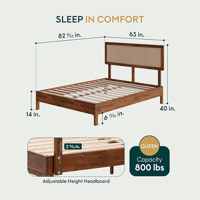 Nipe Platform Bed Frame with Headboard Size Queen - Image 2