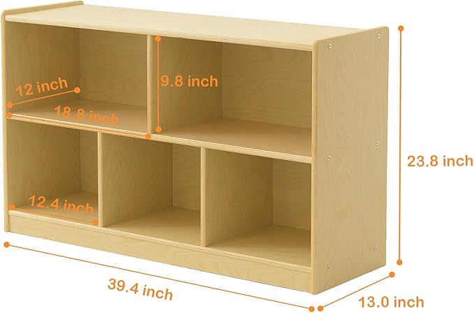Kids Bookshelf and Toy Storage Shelf, Wooden Montessori Bookshelf, 2-Tier Toy - Image 3