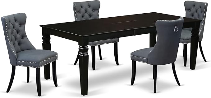 East West Furniture LGDA5-BLK-13 5 Piece Dining Table Set Contains a Rectangle by EastWestFurniture