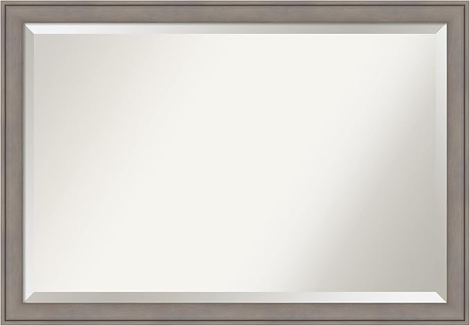 Amanti Art Grey Wall Mirror 28x40 Greywash Rectangle Bathroom Mirror by AmantiArt