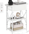 Narrow Side Table with Charging Station, End Table with 3 USB Ports and 2 AC by Livofloral
