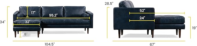 POLY & BARK Napa Furniture, 104.5 inches, Midnight Blue - Image 2